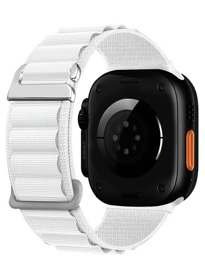 Replacement Band for Apple Watch Band 49mm 46mm 45mm 44mm - Alpine Loop Band for Women Men - Adjustable With Metal G-Hook - White - Image 5